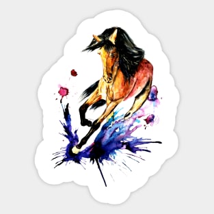 running horse watercolor Sticker